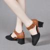 zapatos de mujer women fashion black round toe slip on square heel shoes for office work lady casual beige summer pumps ga619