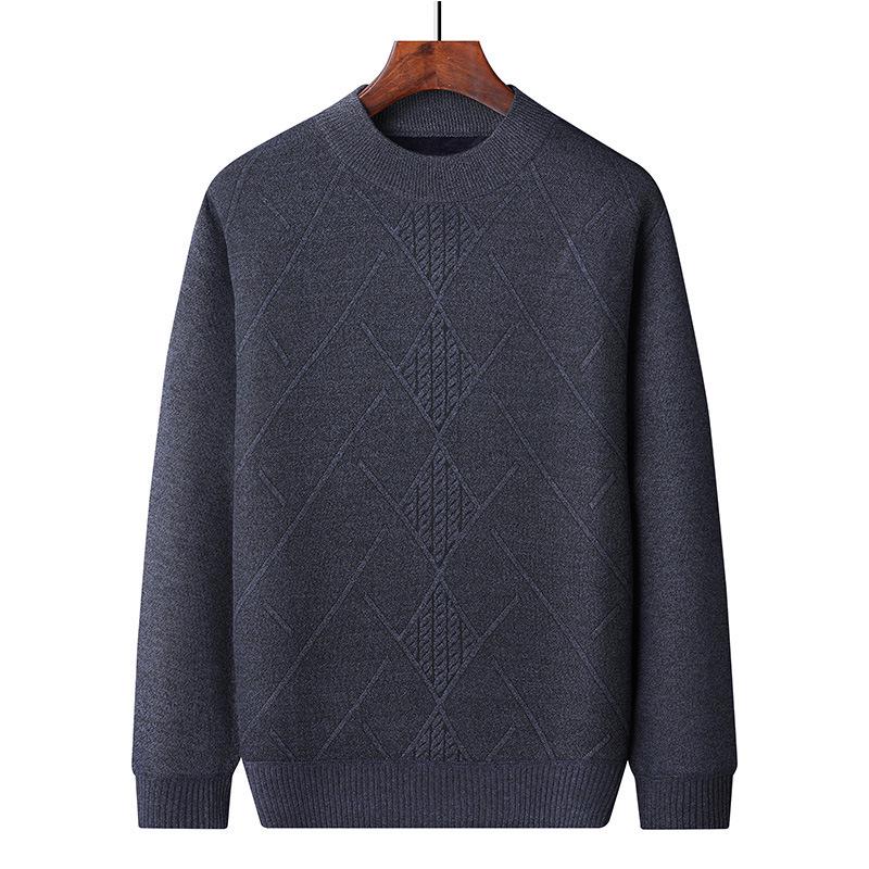 

Мужской свитер 2023 года из толстой корейской вязки с жаккардовым узором — универсальный флис для осени/зимы L темно-серого
