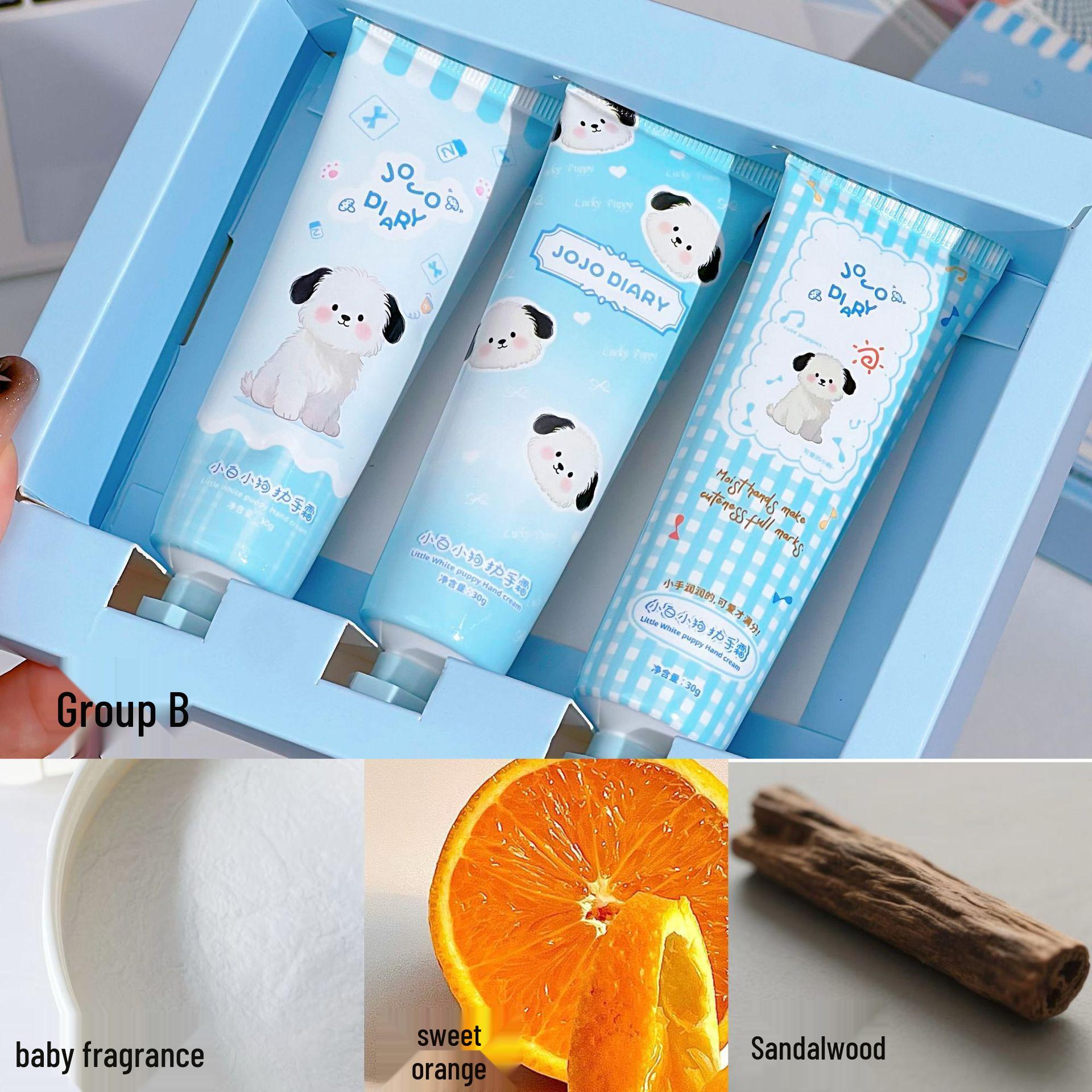 Jiujiu Diary Puppy Hand Cream: Refreshing, Non-Greasy, Long-Lasting Fragrance, Moisturizing, Nourishing, Anti-Cracking Gift Set.