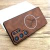 Luxury Faux Leather Retra Case For Samsung Galaxy S26 S25 S24 S23 S22 Ultra Plus S25Ultra Magsafe Mag Safe Wireless Charge Cover