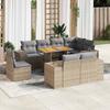 Vidaxl 9-Cz. Garden Furniture Set With Cushions, Beige, Poly Rattan