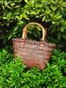 Handcrafted Retro Woven Straw Tote with Bamboo Handle – Cabbage Basket Style Souvenir Bag