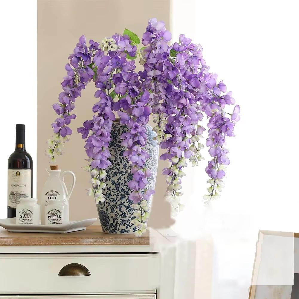 Long Branches Artificial Flower 5 Fork Wisteria Vine Flower Greenery Silk Flower String  Garden