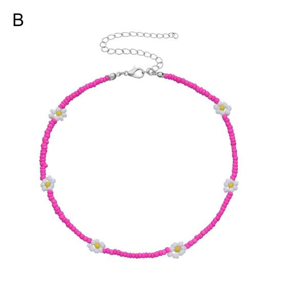 Γυναικείο Κολιέ Πολύχρωμο με Χάντρες Λουλούδι Κοσμήματα Ηλεκτρολυτική Επίστρωση Χάντρες Αλυσίδα Κλείδας Δώρο Γενεθλίων