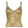 Retro Ärmellose Bluse Bedrucktes Bandträger Vorderes Camisole