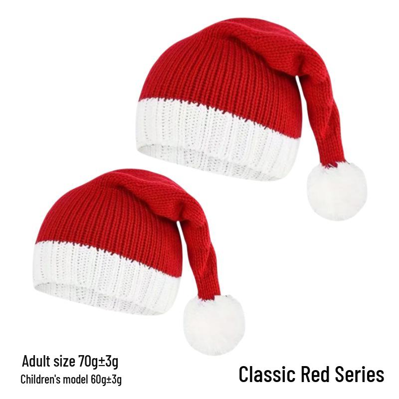 Cross-Border Knitted Christmas Hat for Adults - Warm, Fashionable with Bell Pom Pom