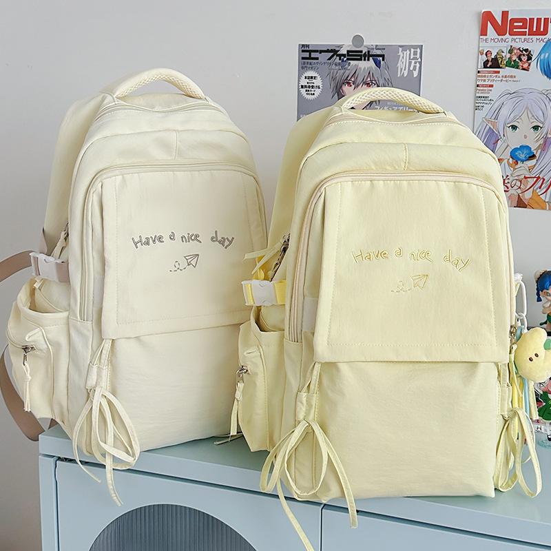 Schoolbag Korean Backpack Women's 1011 New Simple and Sweet Large-capacity Computer Backpack Lightweight Junior High School Backpack Tide