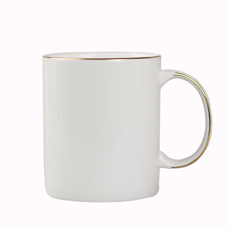 Gold-Rimmed Ceramic C-Handle Mug Set