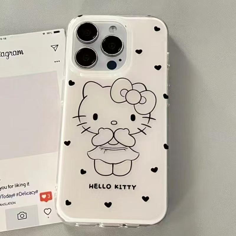 

Heart-Shaped Kitty Apple 17pm Phone Case with White Background - Cute, High-Value Design for Girls iPhone 12