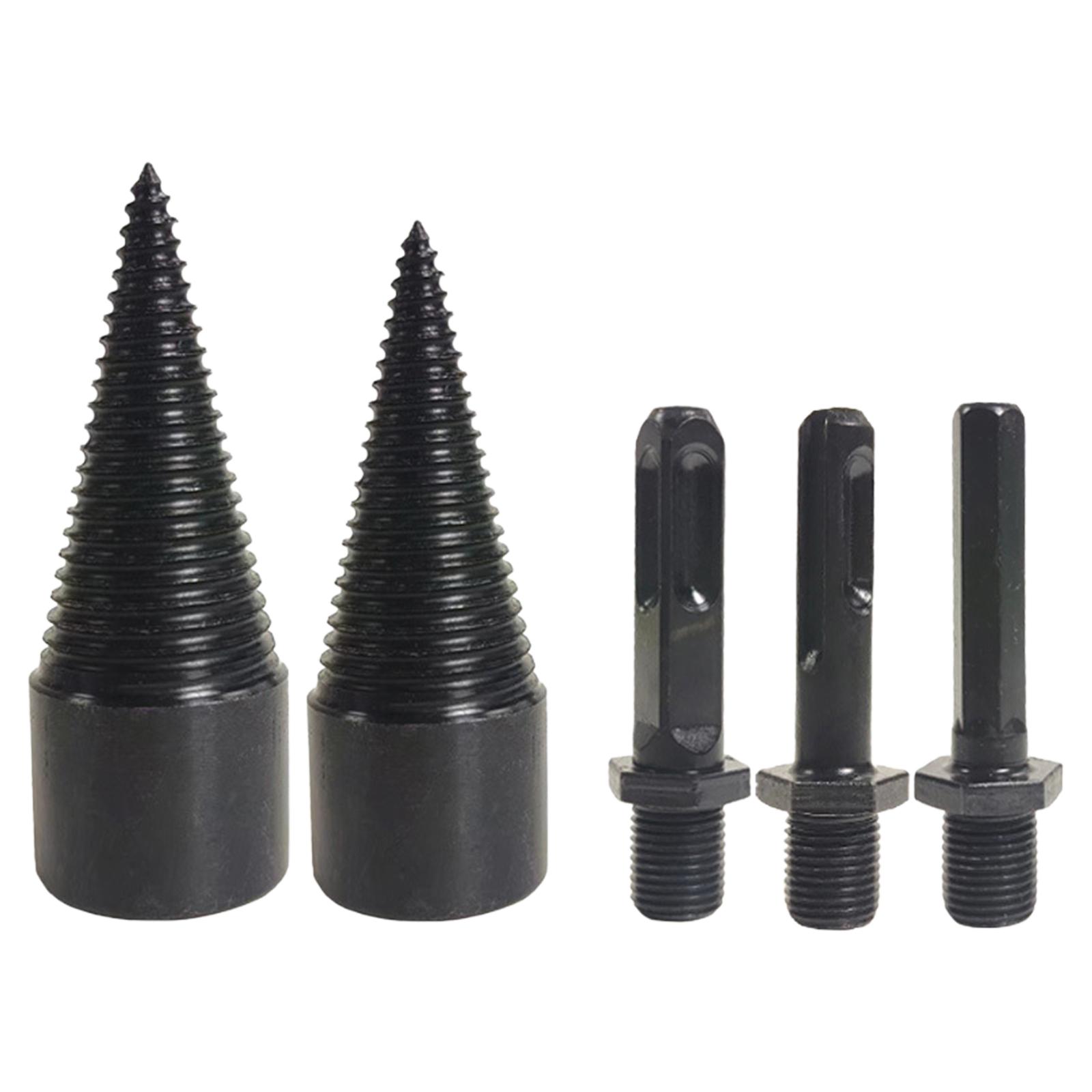 

42mm+32mm Firewood Drill Bit Set + 3 Handle Wood Log Splitter Firewood Drill Bit Wood Splitting Screw Cone for Splitting Woods чорний