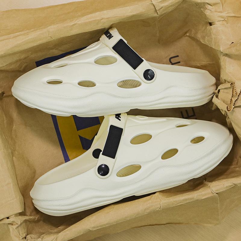 

Обувь из ЭВА с отверстиями, мужская летняя одежда, модная и легкая, наступающая на мешок с дерьмом, пляжные сандалии 44-45 белый