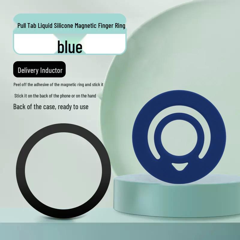 Liquid Silicone Magnetic Finger Ring Holder for Apple 12-16 Phones - Magnetic Suction Bracket for Lazy Grip