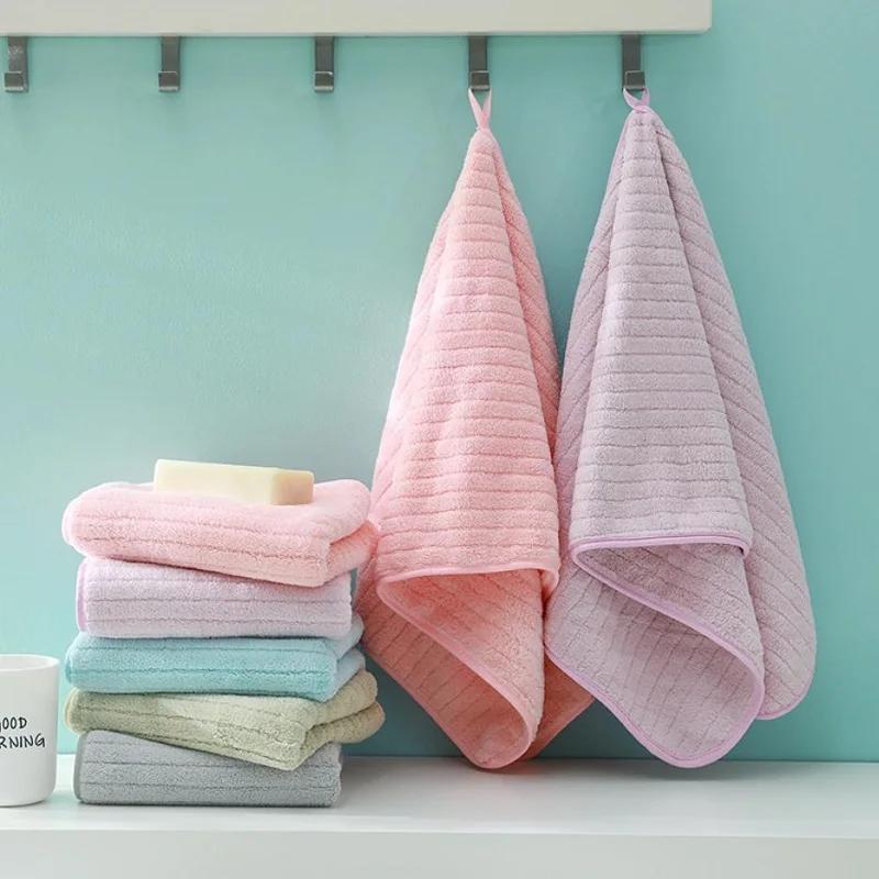 Korallenfleece Gesichtstücher Gestreift für Erwachsene Weiche Waschlappen Saugfähige Handtücher Waschbecken Gesichtsreinigungstuch Badezimmer Duschtücher 14*29 Zoll