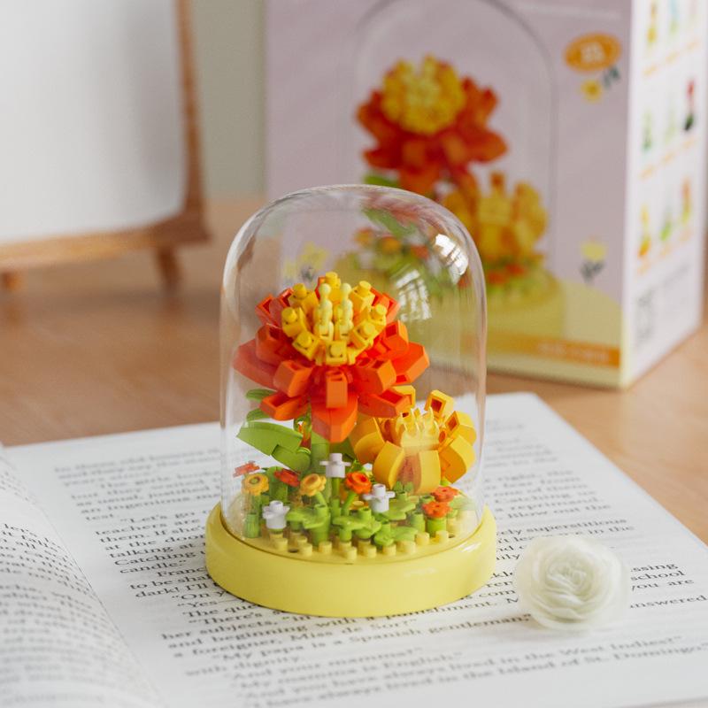 Secret Garden Flower Building Blocks: Rose & Carnation Potted Plant Toy - Perfect for Children's Play and Teacher's Day Gifts