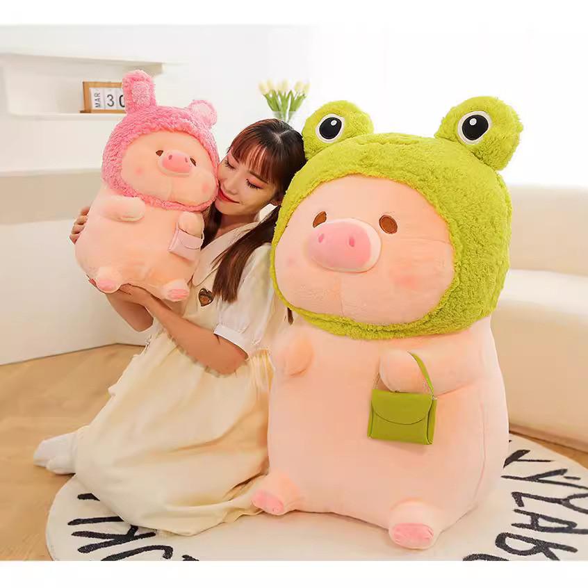 Pig Frog Wear Rabbit Bear Hat Plush Toy Stuffed Animal Doll Kids Gift Decoration