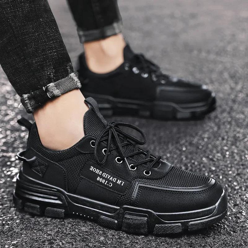 Men's Shoes Trend Mesh Casual Shoes for Men Trend Lace Up Man Sneakers Platform Working Men's Ankle Boots Zapatillas De Hombre