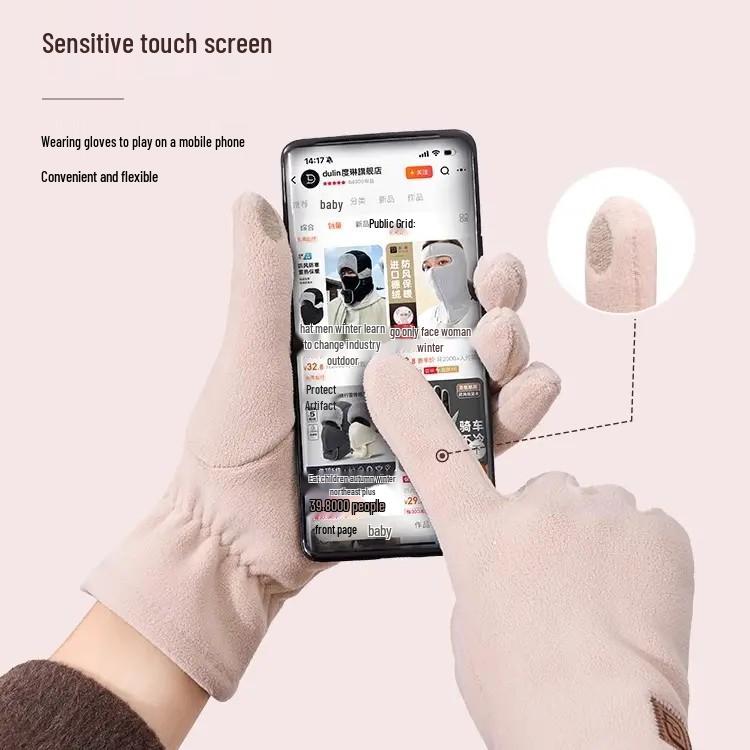 Women's Winter Touchscreen Cycling Gloves 2026 - Windproof, Double-Sided Fleece Lined, Thickened Warm Gloves