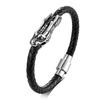 Personalized Zodiac Dragon Bite Tail Bracelet Leather Rope Woven Men's Stainless Steel Faucet Leather Bracelet