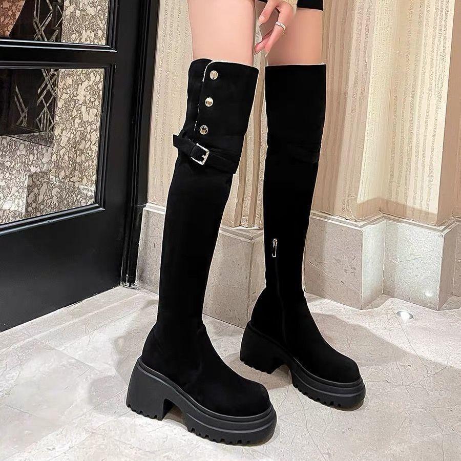 Vintage Western Boots Women s Four Seasons Fleece Over Knee Boots Brown Boots Snow Boots Knight Boots 40 6650₽