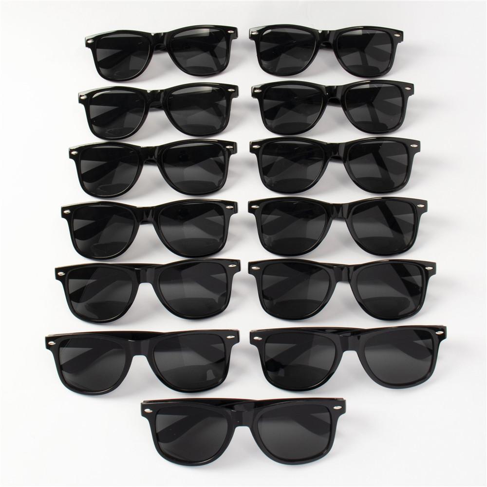 4PCS Classic Black Square Fashion Glasses with Bolt Decoration For Party Pography Wedding Birthday Graduation Hiking