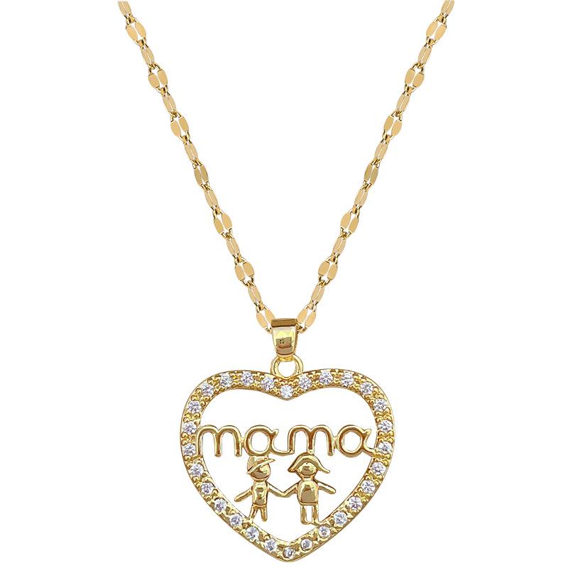 Hand In Hand Love Light Luxury Temperament Gorgeous Full Diamond Necklace Female Versatile Collarbone Chain Titanium Steel Chain