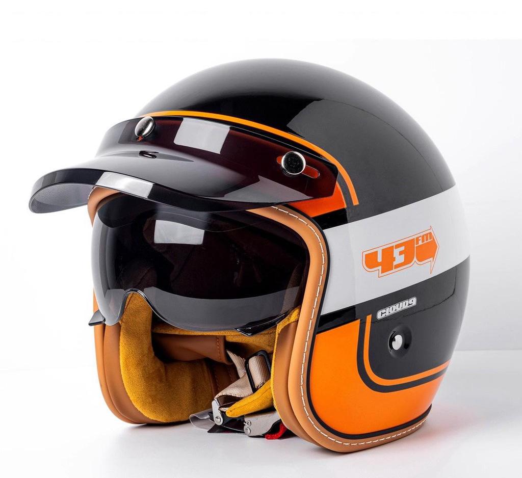 High-Quality Retro Motorcycle Half Helmet with Built-In Goggles for Men and Women