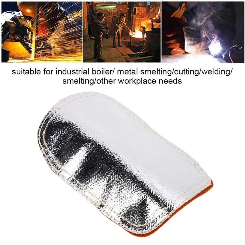 Thermal Insulated Welding Protective Hand Shield with Fire Resistant Cowhide and Aluminum Coating for Industrial Use