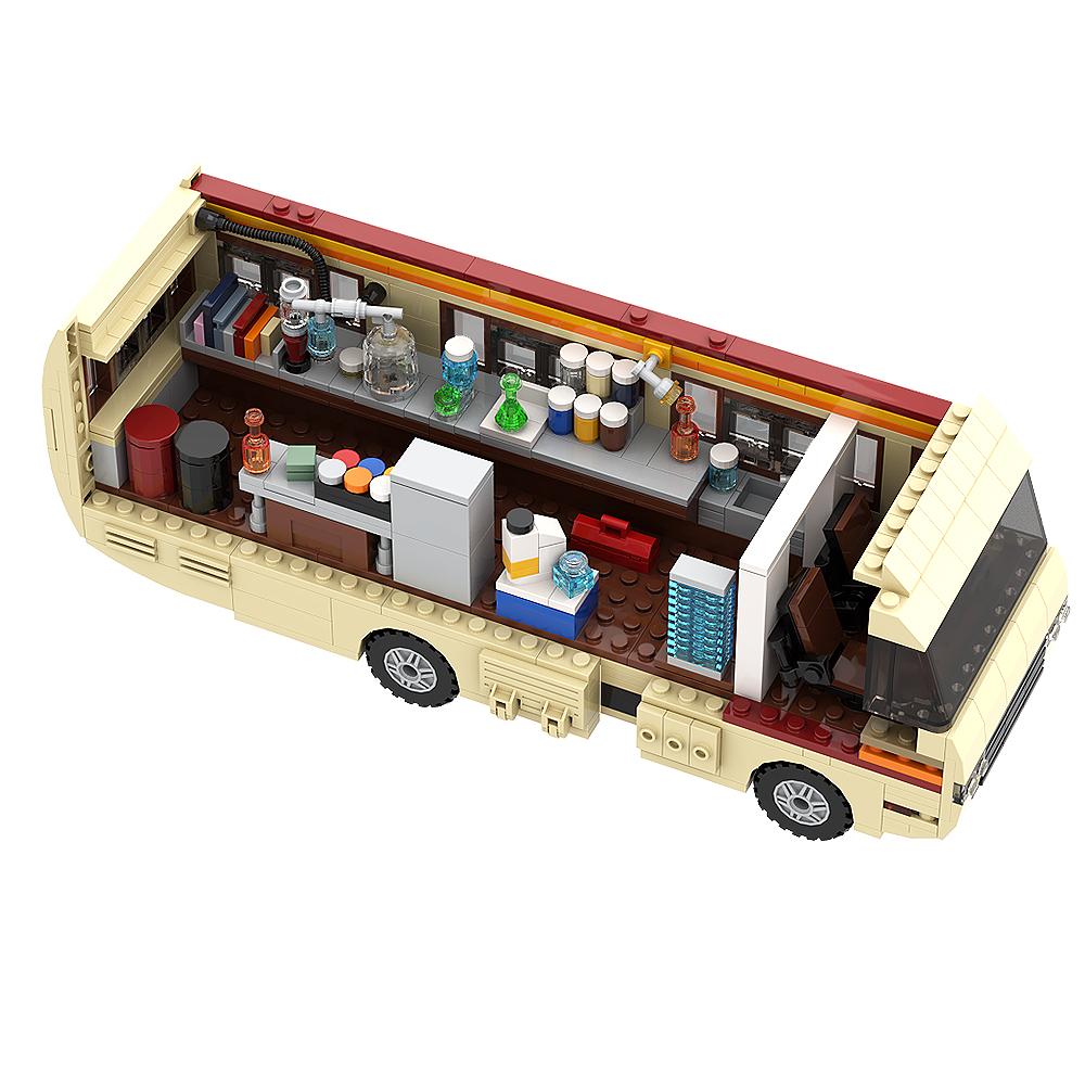 Gobricks MOC Classic Movie Breaking Bad Car Constructing Blocks Kit Walter White Pinkman Cooking Lab RV Vehicle For Presents