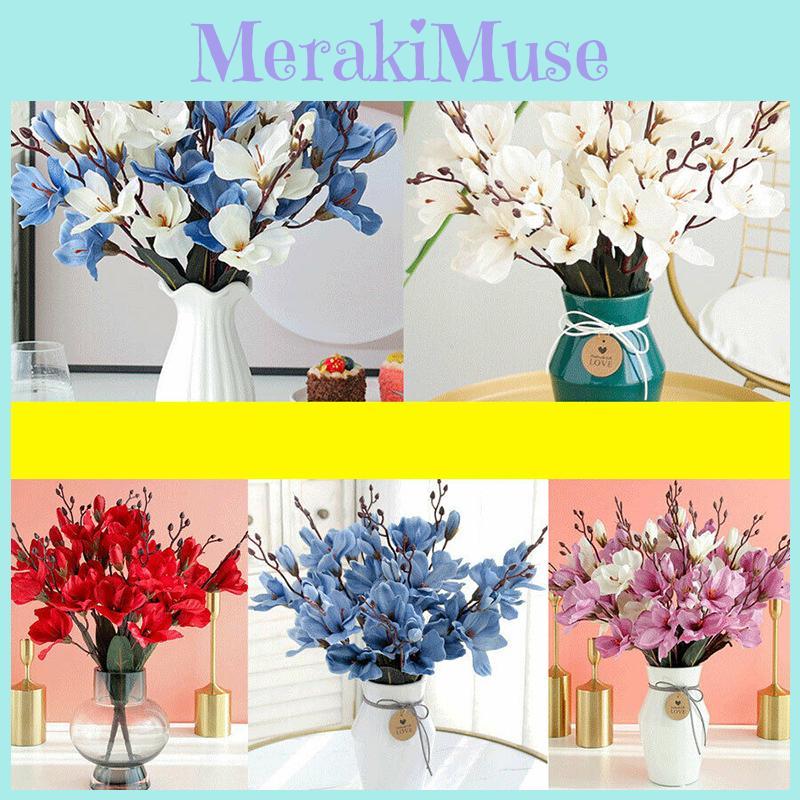 Elegantes und realistisches künstliches Magnolien-Seidenblumen-Bündel für Hochzeiten und Heimdekoration