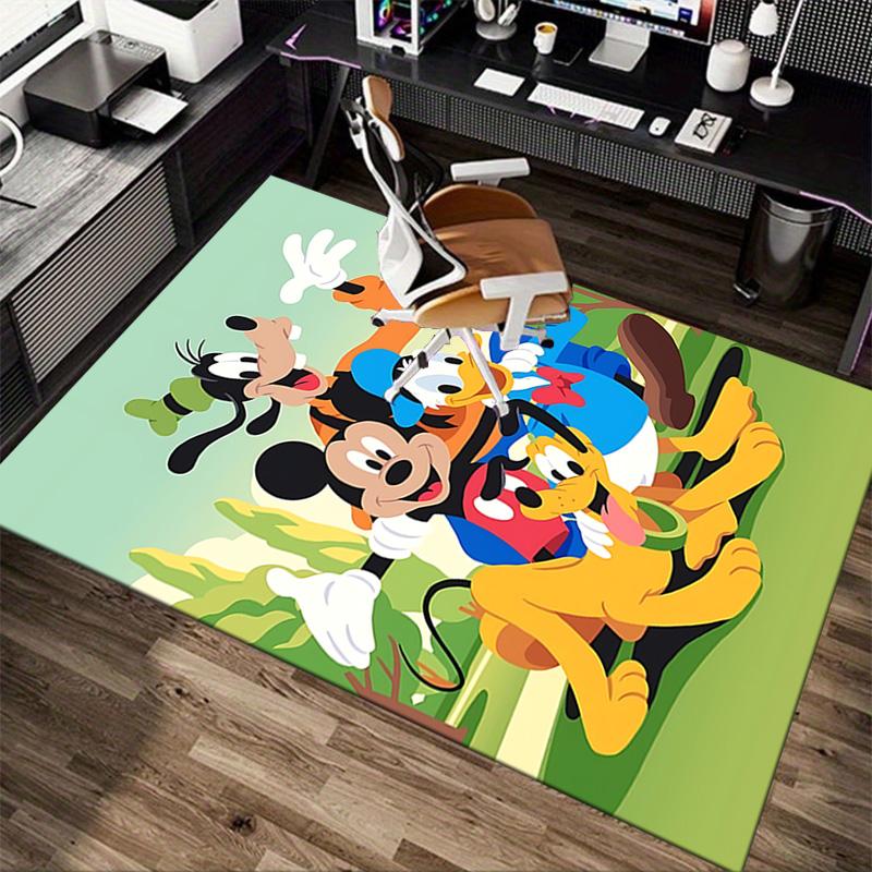 Mickey Friends Abenteuer Teppich für Spielzimmer Schlafzimmer Wohnzimmer Sofa Heimdeko Kinder Spielbereich Teppich Rutschfeste Bodenmatte