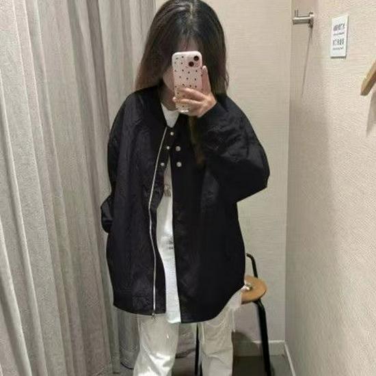 

Женская ретро бейсбольная куртка 2025 - Весна/Осень, Свободный крой, Повседневная, Водонепроницаемая M