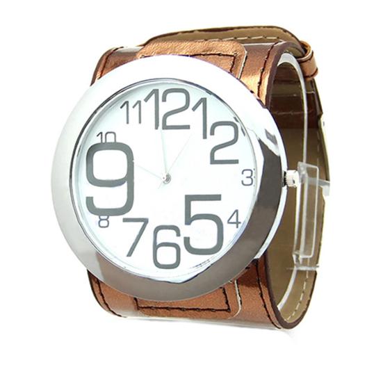 Men Women Luxury Sport Faux Leather Big Marker Analog Quartz Wrist Watch