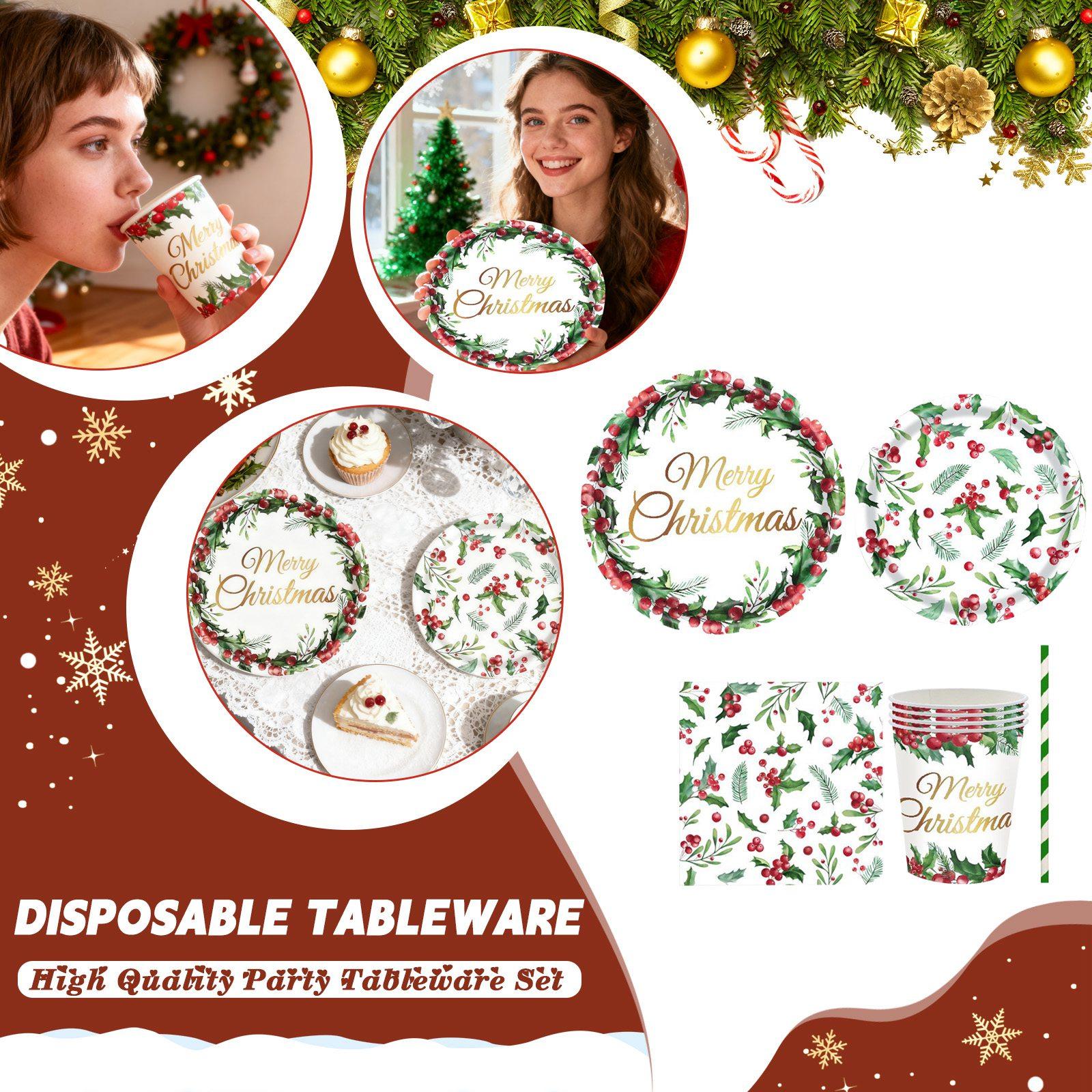 

Christmas-themed Party Disposable Plate And Cup Set One Size белый