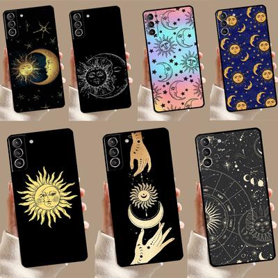 Astrologiczne Niebiańskie Etui ze Słońcem, Księżycem i Gwiazdami Dla Samsung Galaxy S23 Ultra S24 S22 Note 20 Ultra 10 Plus S8 S9 S10 S20 S21 FE Pokrowiec