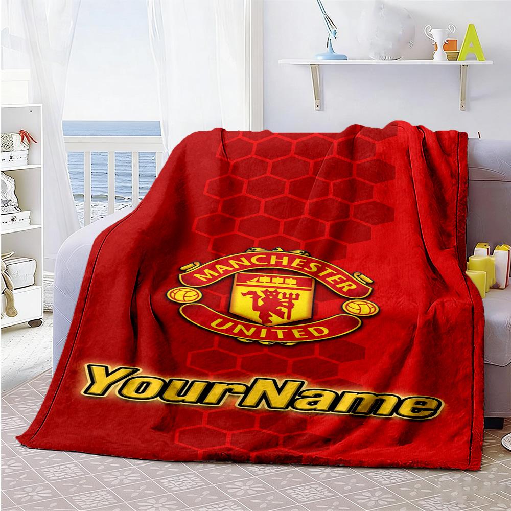 Manchester Customize Text Blanket Multi-purpose Personalized Blanket Soft Warm Cozy Versatile for Bed Sofa Chair Bedding Four Seasons Multipurpose