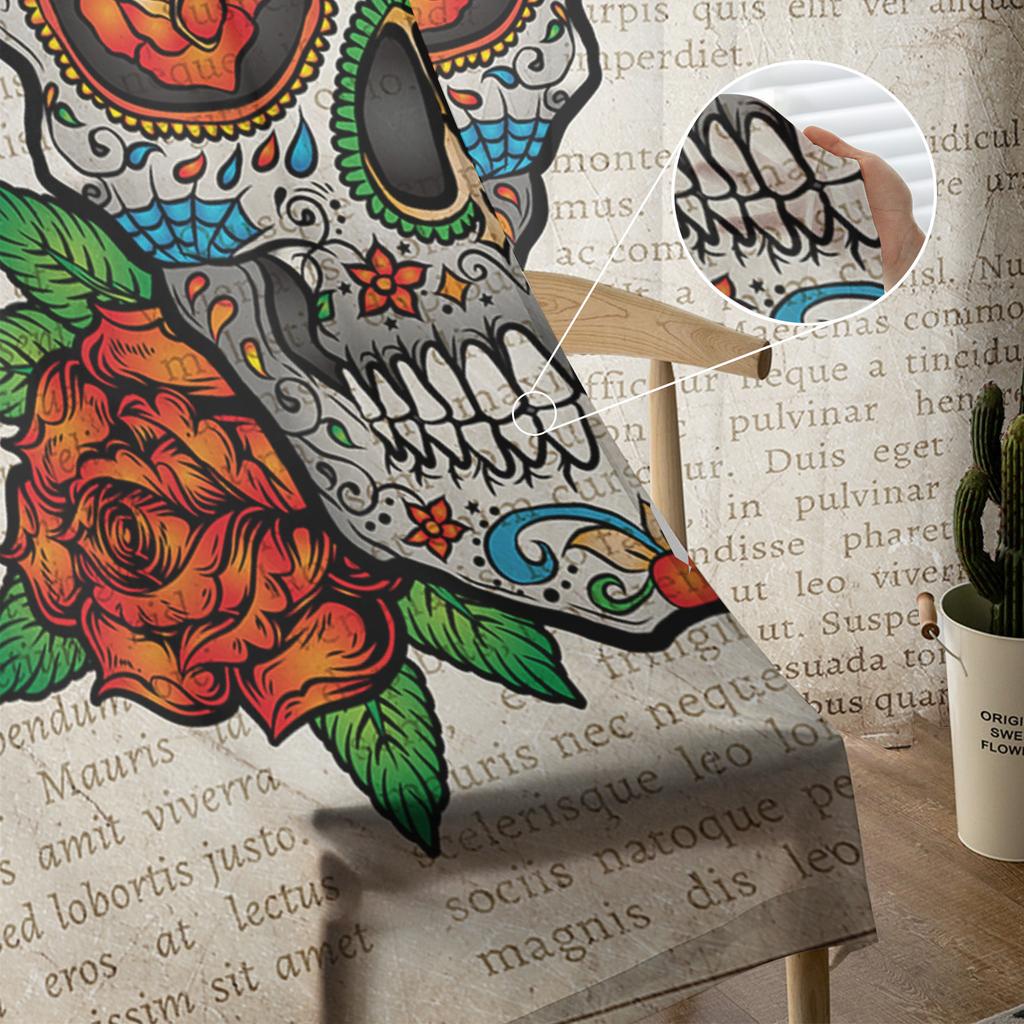 Retro Mexikanischer Schädel Schick Vorhang Für Wohnzimmer Transparente Tüllvorhänge Fenster Sheer Für Das Schlafzimmer Zubehör Dekor