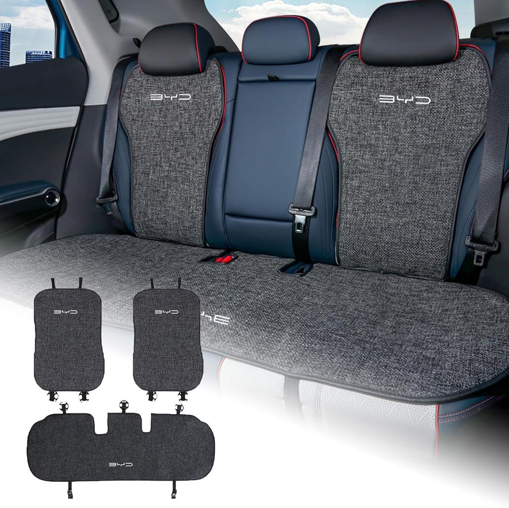 For BYD Atto 3 Yuan Plus 2021-2025 Front Rear Car Seats Covers Ice Silk Back Seat Cushions Protection Non-Slip Car Accessories