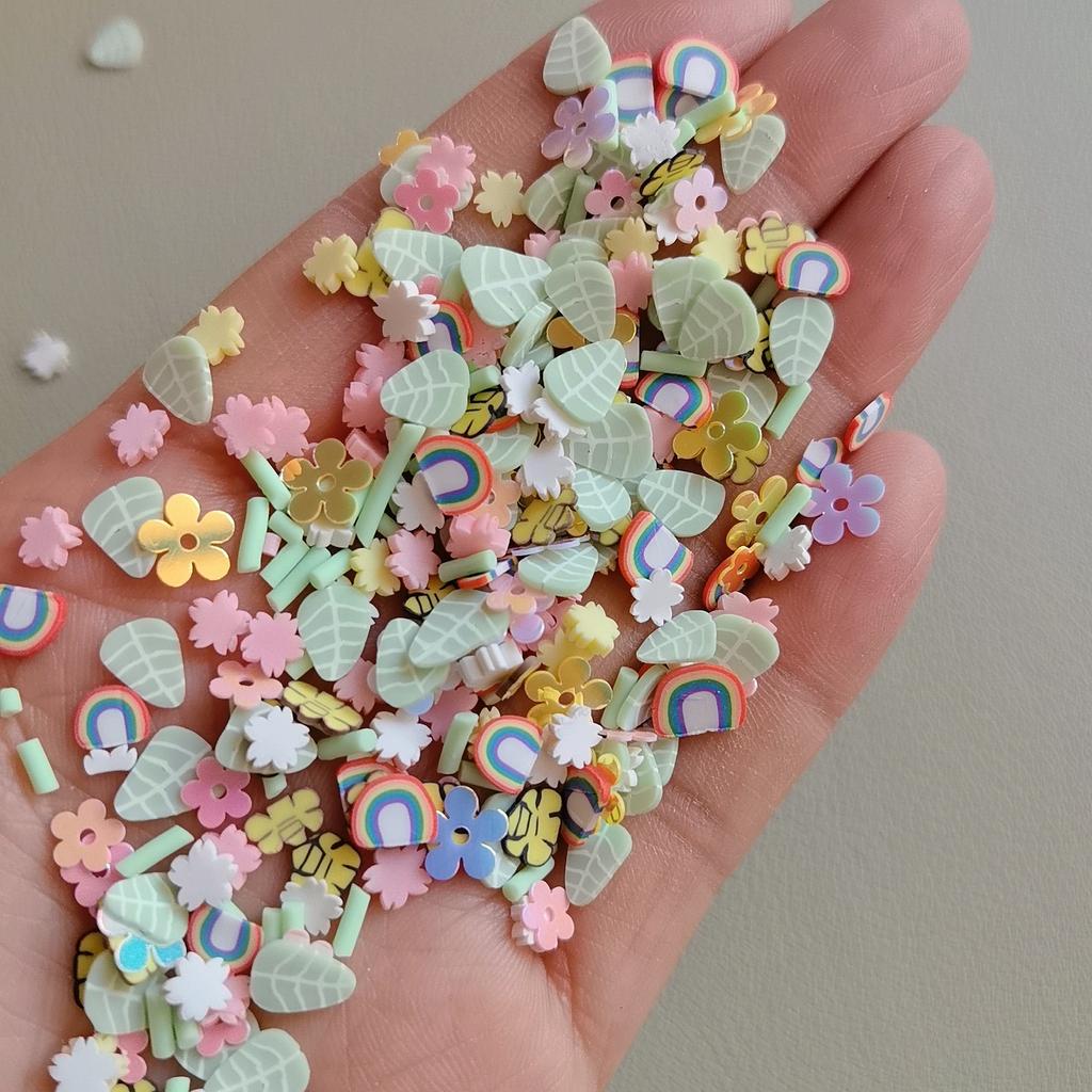 500g Flower Leaves Polymer Clay Sprinkles Rainbow Sunflower Glitter Sequin for DIY Crafts Nail Art Decoration Slime Filling