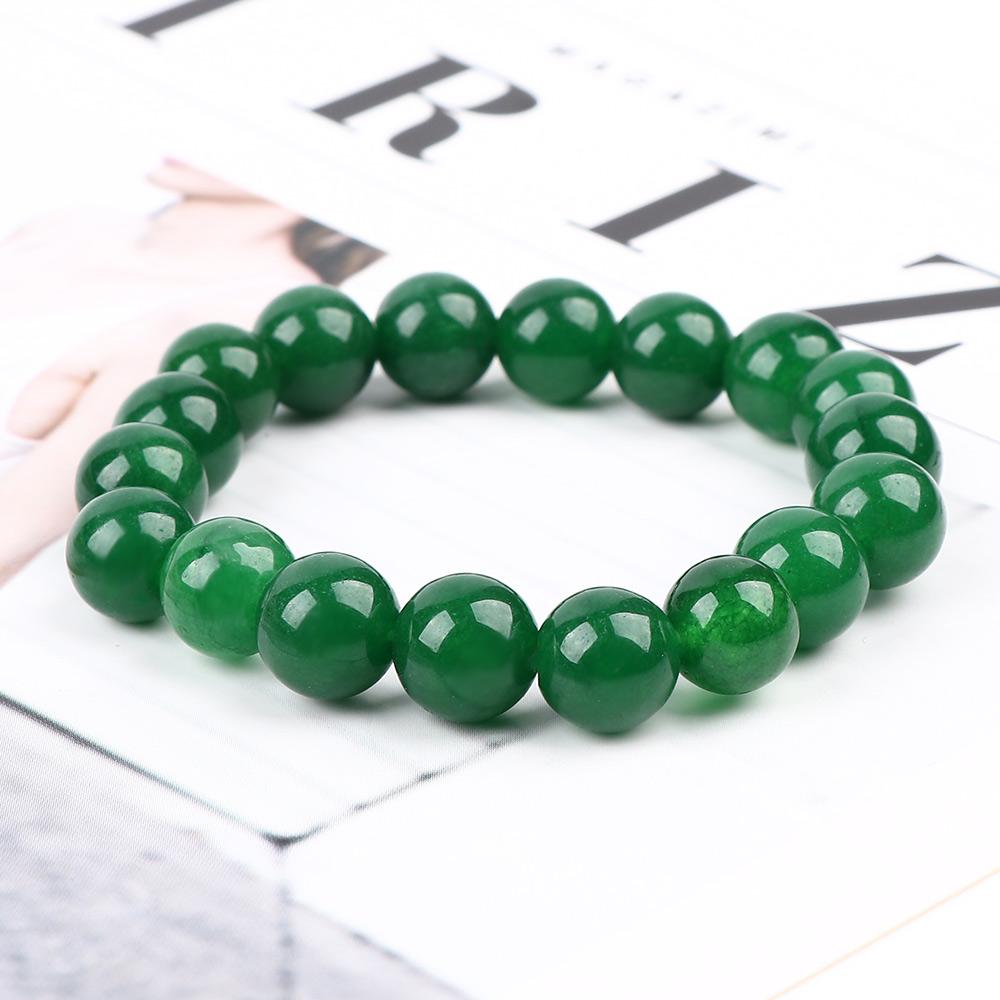 

Handmade Beads 10mm Round Gemstone Bracelet Dark Green Bangle зелёный