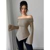 BITCED Women's Fashion Casual Solid Color Print Long Sleeve  Blouses & Shirts