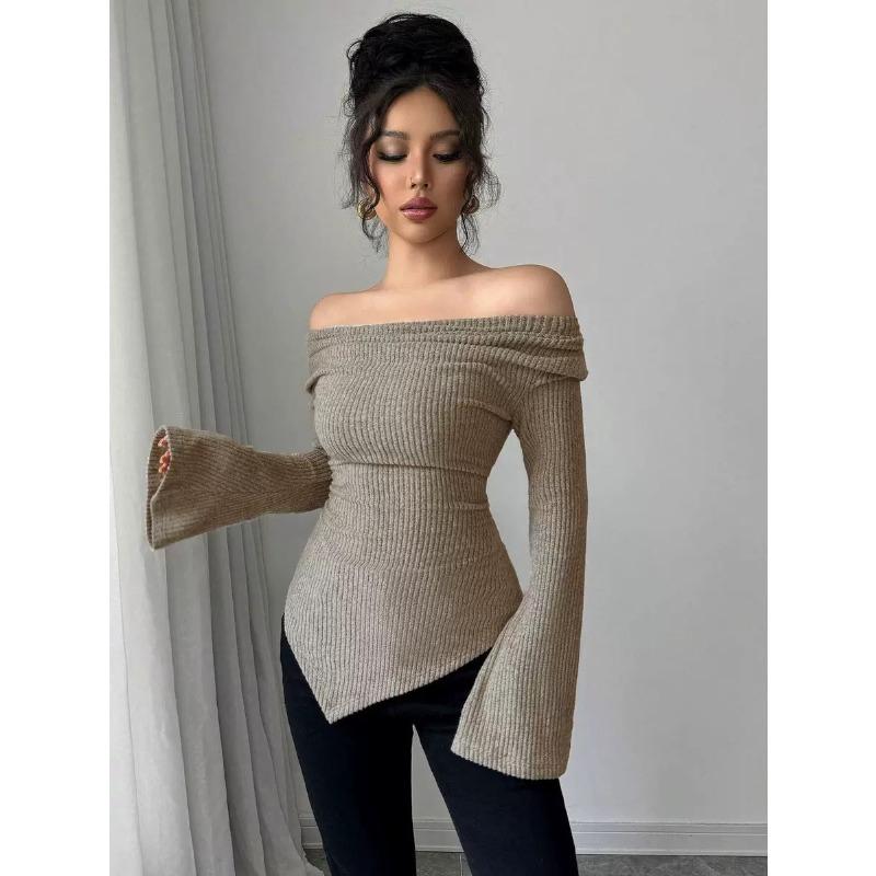 BITCED Women's Fashion Casual Solid Color Print Long Sleeve Blouses & Shirts