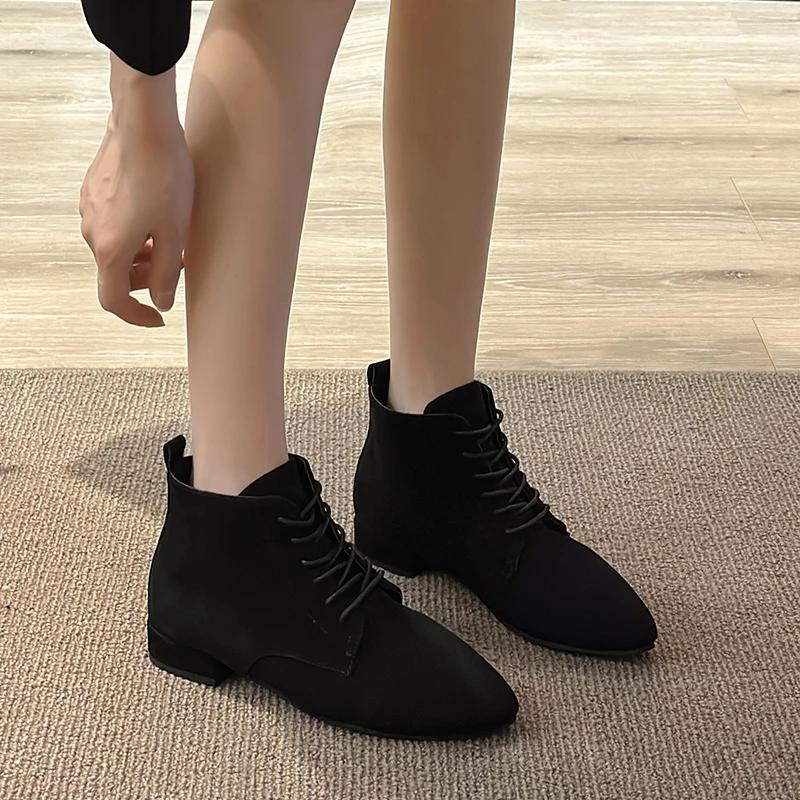 Fashion Women's Shoes On Sale 2024 High Quality Autumn Zipper Corduroy Lace Up Women's Boots Fashion Casual  Round Head  Modern Boots