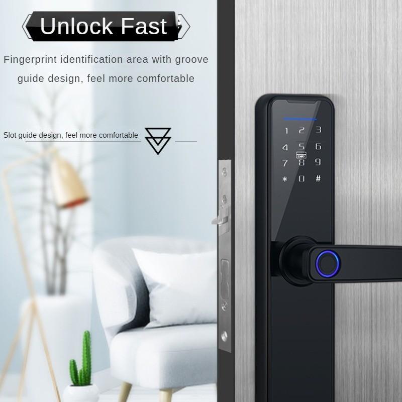 60*250mm Hotel Apartamento Contraseña Silencioso Ahorro de Energía Cerradura Eléctrica de Madera para Puerta Cerradura Antirrobo Interior Inteligente Electrónico con Huella Dactilar
