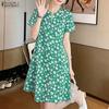 Women V-Neck Loose Summer Casual Floral Print Short Sleeve Dress