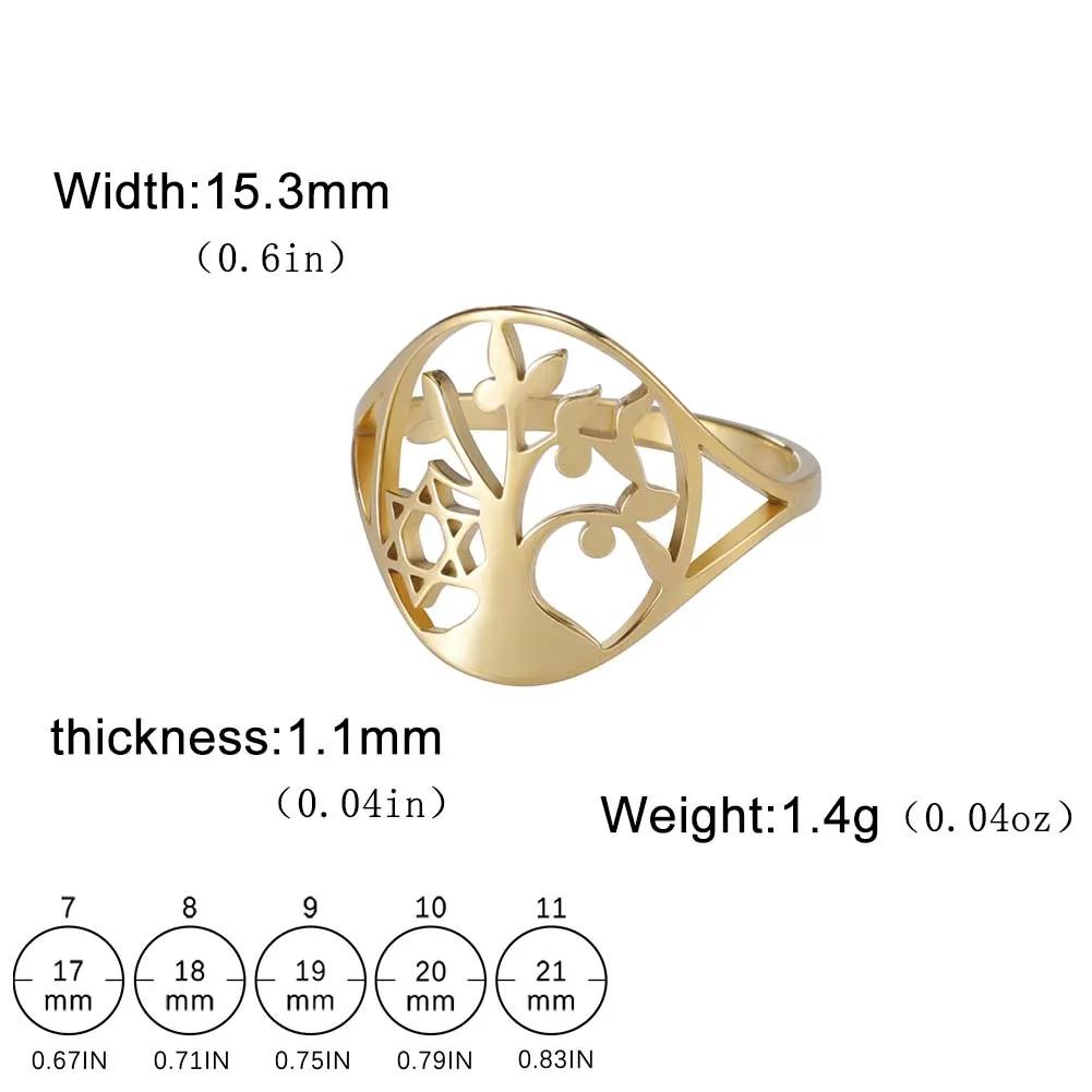 Stainless Steel Tree of Life Ring for Women Vintage Amulet Finger Rings Jewelry Mother's Day Gift