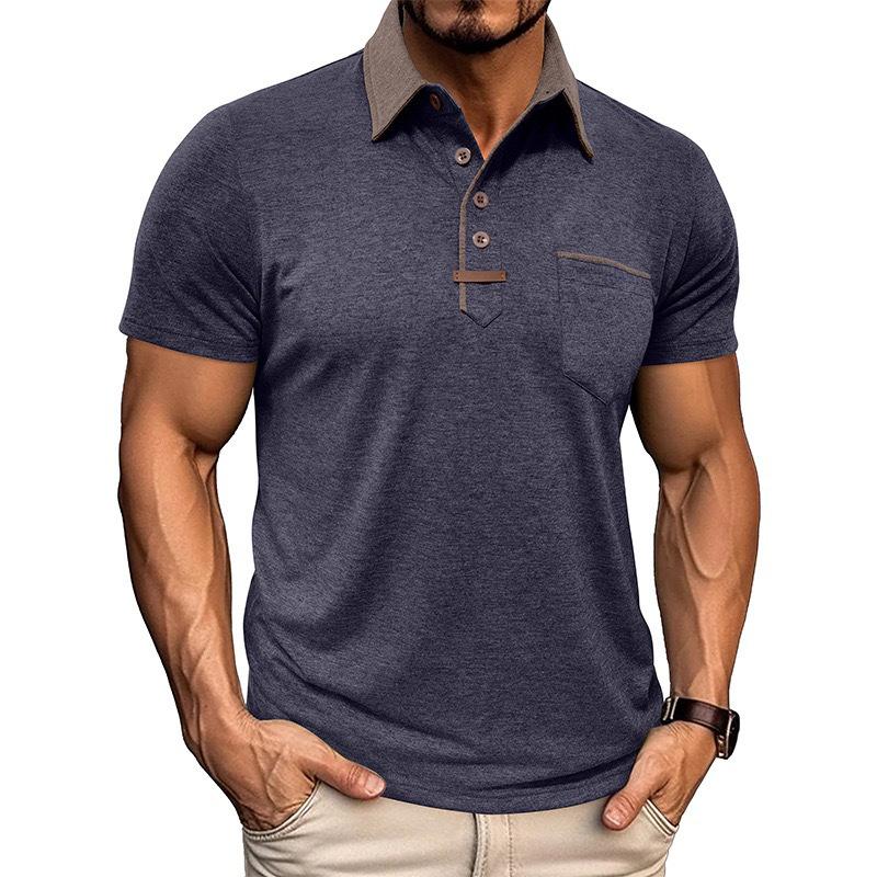 Męskie Codzienne Koszule z Długim Rękawem Kołnierzykowe Zapinane Bawełniane T-shirty Klasyczne Stylowe Koszule Golfowe z Kieszenią
