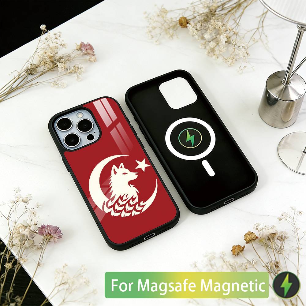 Turk Wolf Phone Case For iPhone17,16,15,14,13,12,11 Plus,Pro Magnetic For Magsafe Wireless Charging