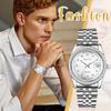 Men's Stainless Steel Watch with 3ATM Water Resistance and Analog Display: Simple and Stylish Quartz Watch in Silver - A Fashionable Gift for
