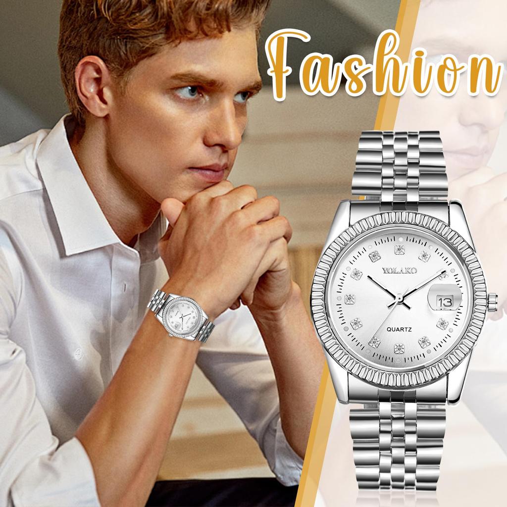 Men's Stainless Steel Watch with 3ATM Water Resistance and Analog Display: Simple and Stylish Quartz Watch in Silver - A Fashionable Gift for