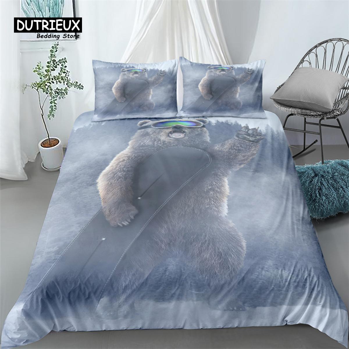 

Grizzly Bear 3d Duvet Cover Set, Fashion Bedding Set, Soft Comfortable Breathable Duvet Cover, For Bedroom Guest Room Decor EU single(135x200cm)